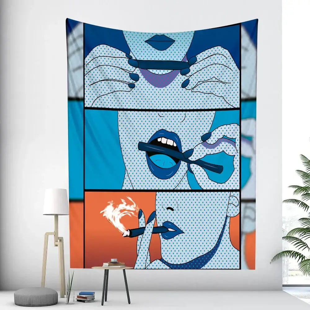 Pink Abstract Woman Tapestry