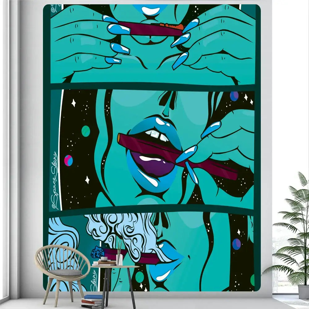 Pink Abstract Woman Tapestry