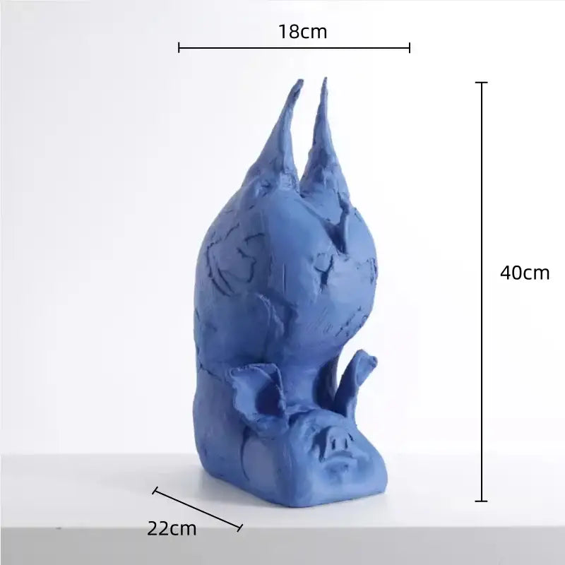 Yellow Blue Abstract Figurines