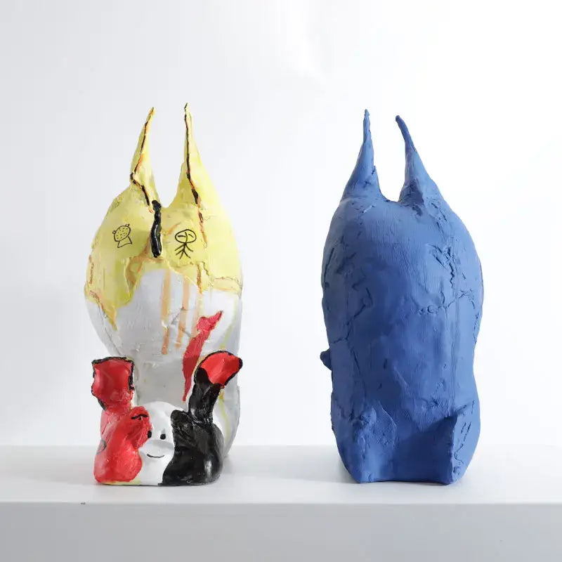 Yellow Blue Abstract Figurines