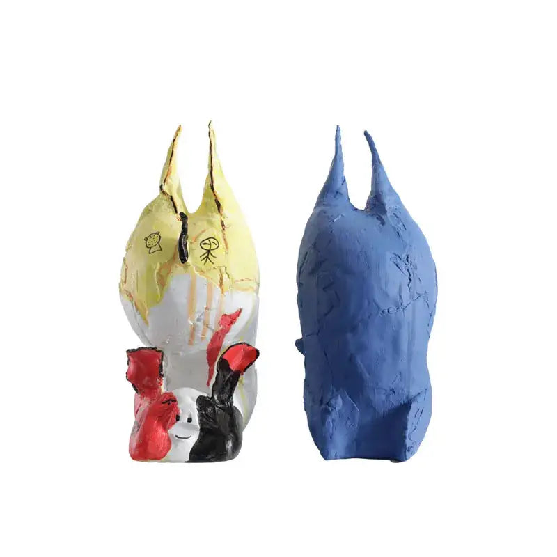 Yellow Blue Abstract Figurines