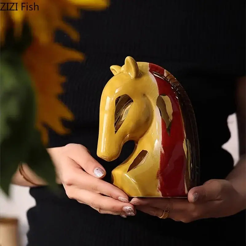 Yellow Red Ceramic Vase