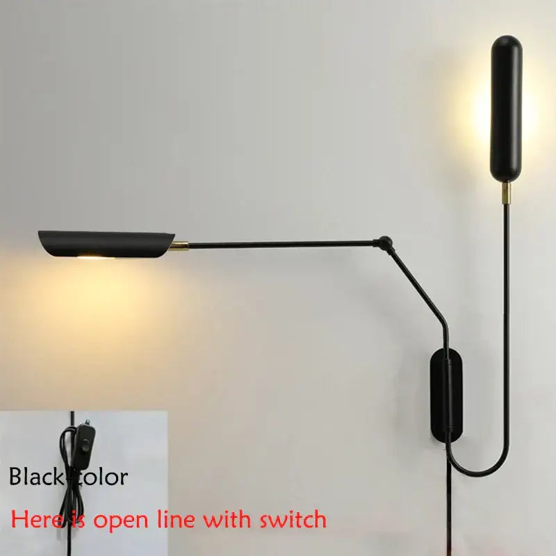 Black Adjustable Vintage Bedside Wall Lamp