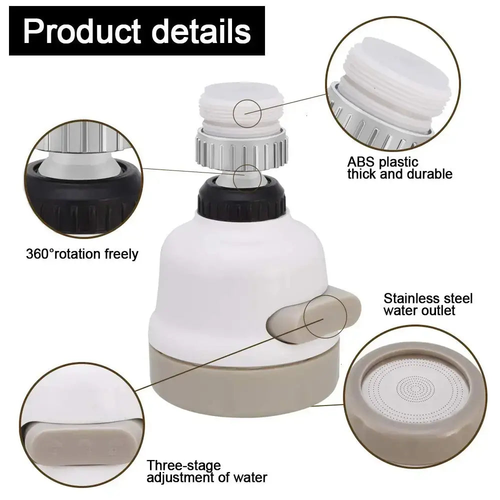 White Faucet Aerator Adjustable Kitchen Spray Head