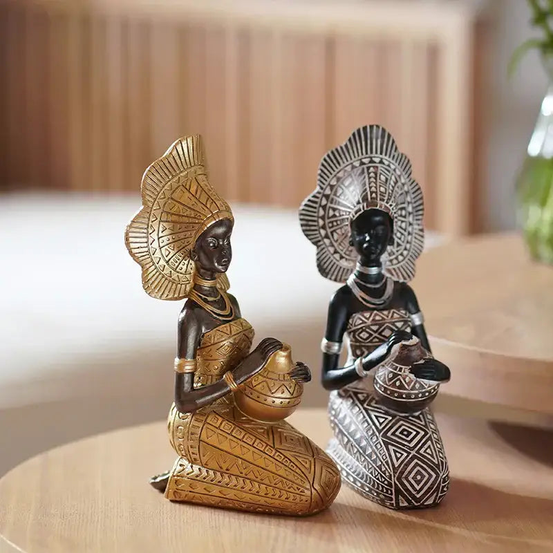 Black Resin Figurine Decor