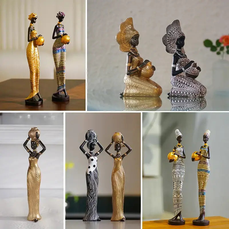 Black Resin Figurine Decor