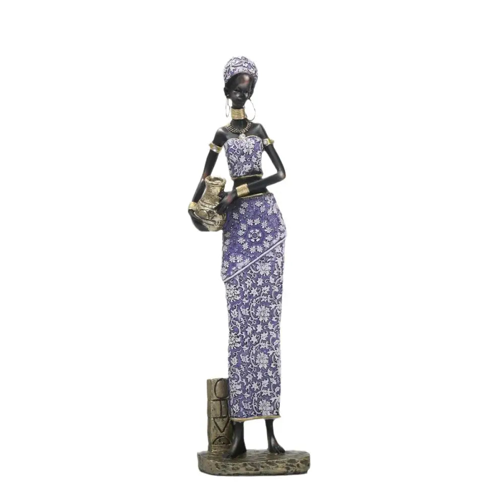 Purple Gold African Figurine Set