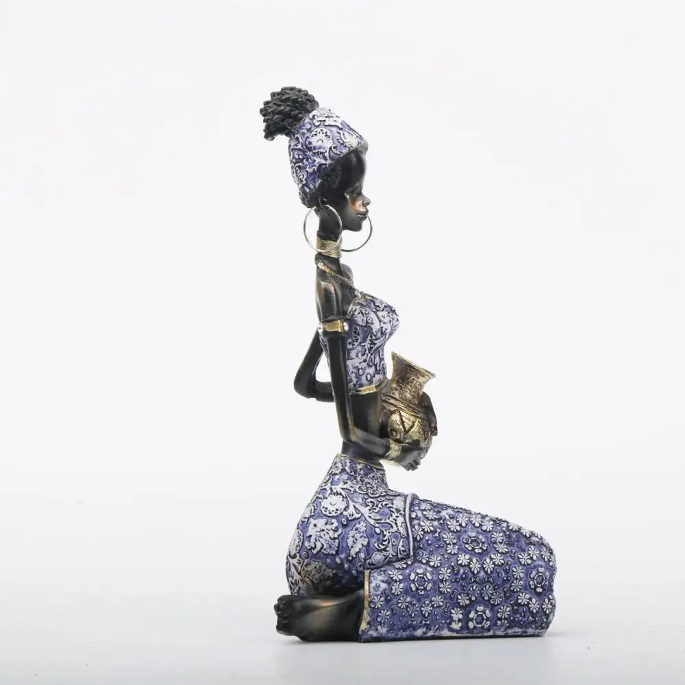 Purple Gold African Figurine Set