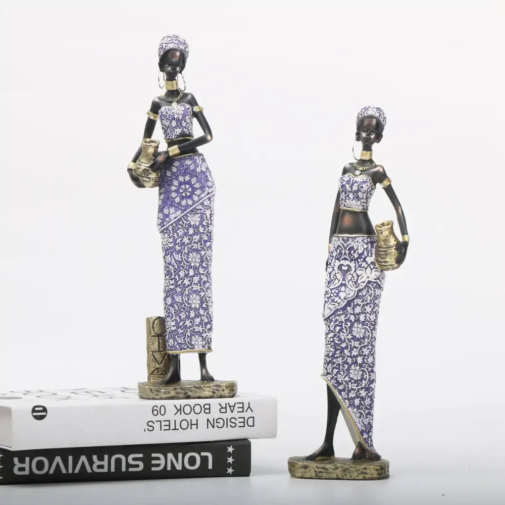 Purple Gold African Figurine Set