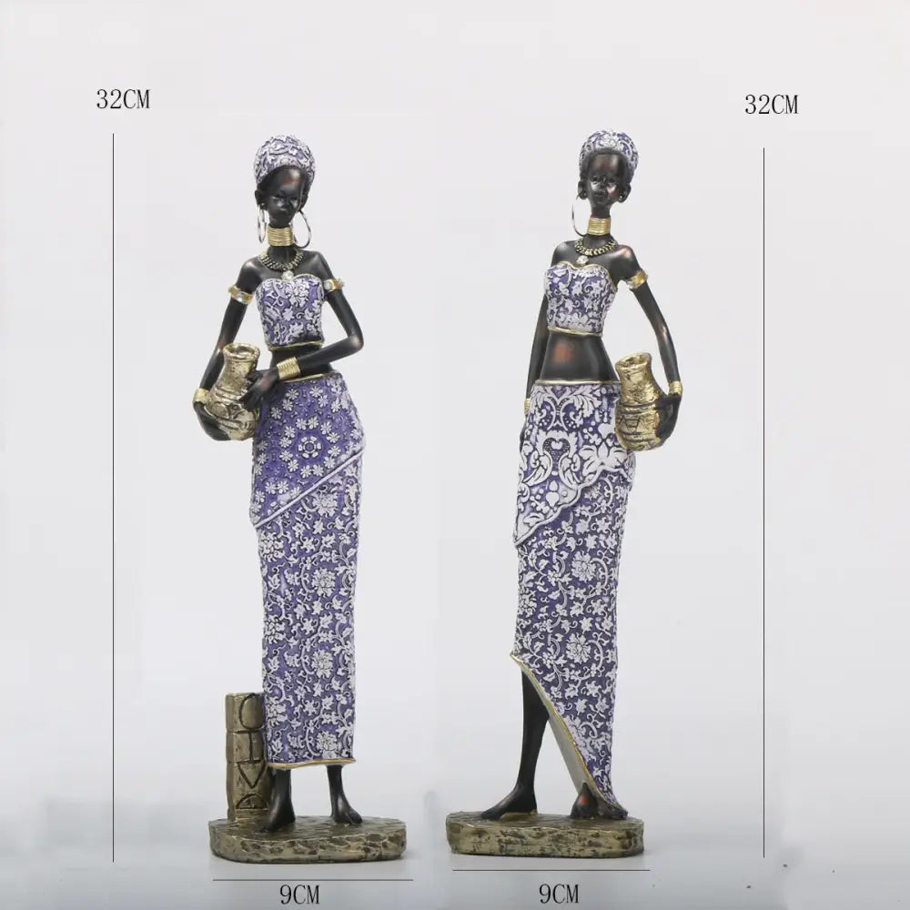 Purple Gold African Figurine Set