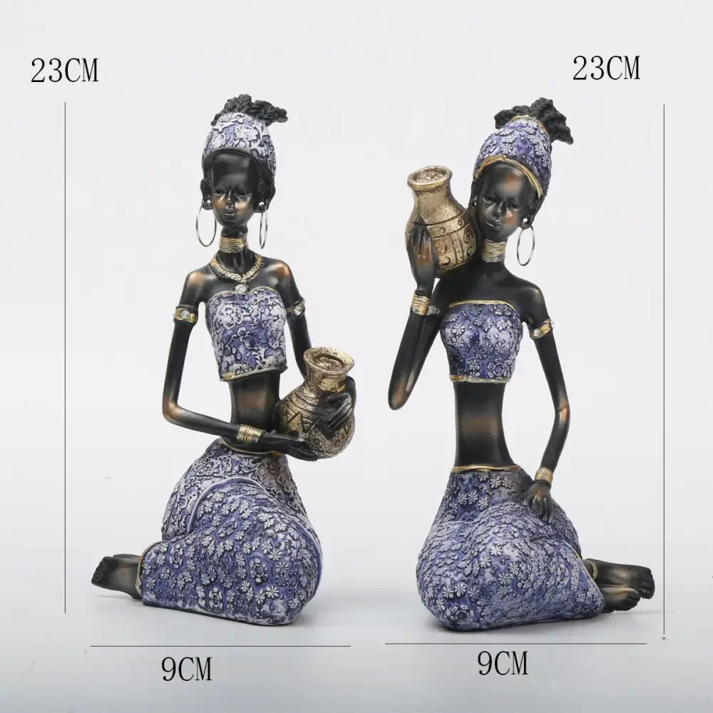 Purple Gold African Figurine Set