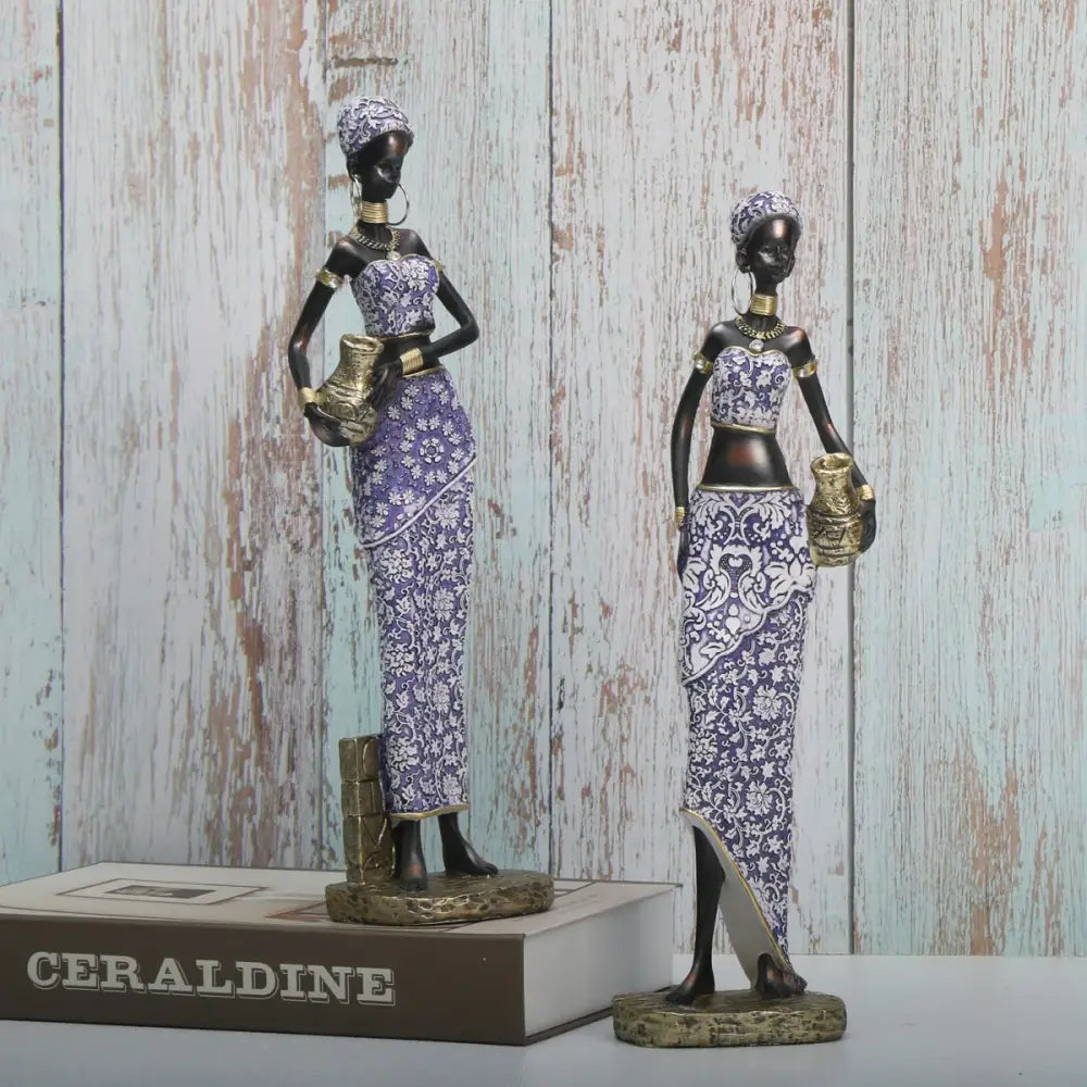 Purple Gold African Figurine Set