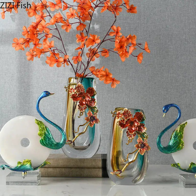 Amber Floral Relief Vase