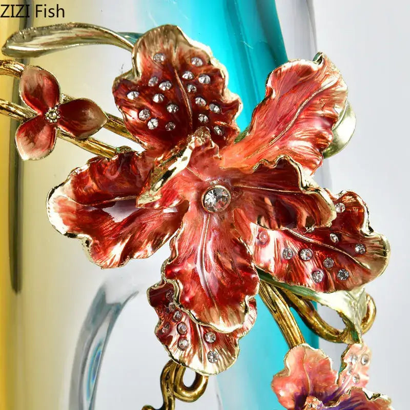 Amber Floral Relief Vase