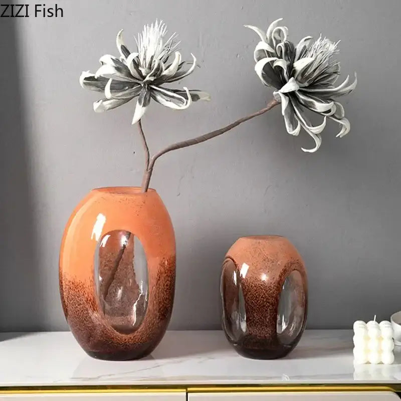 Amber Glass Hydroponic Vase