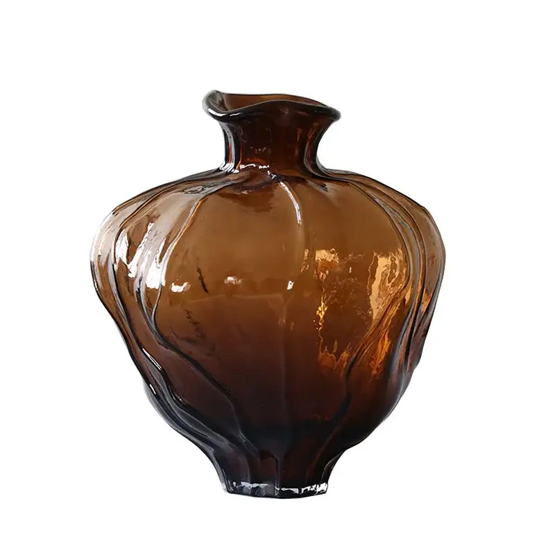 Wavy Grain Glass Pumpkin Vase Unique Living Room Decor