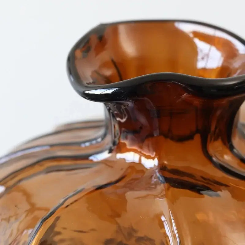 Wavy Grain Glass Pumpkin Vase Unique Living Room Decor