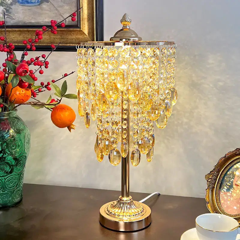 Amber Crystal Glass Lamp