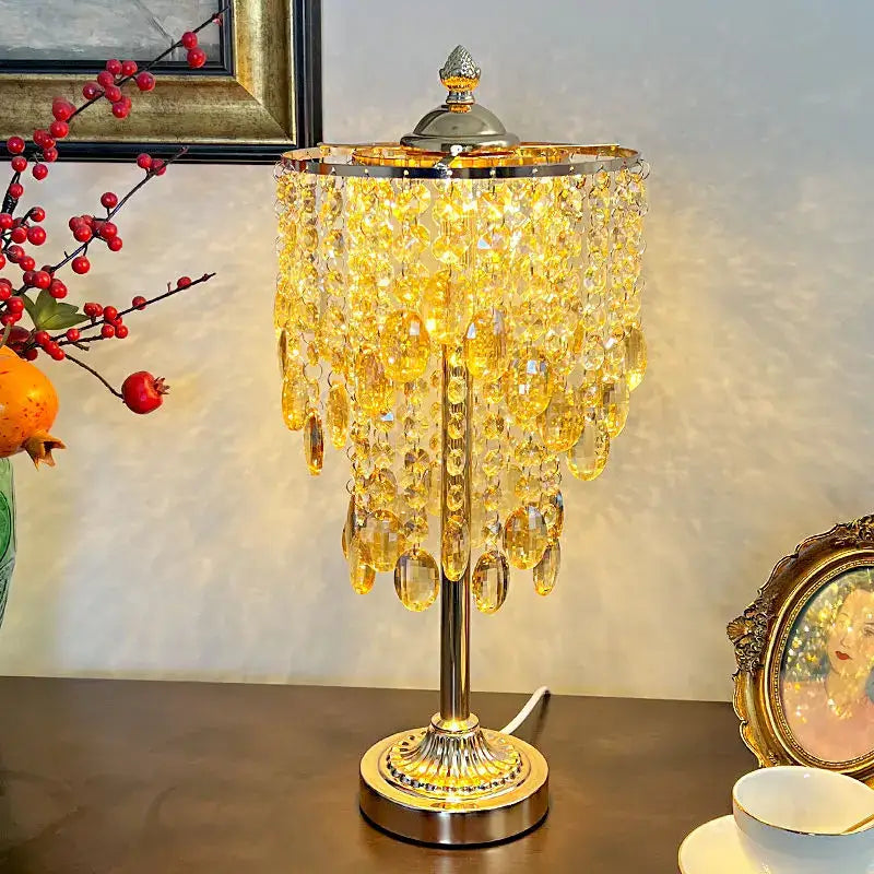 Amber Crystal Glass Lamp