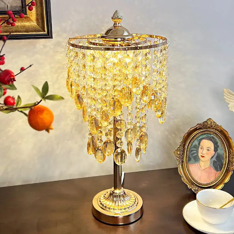 Amber Crystal Glass Lamp