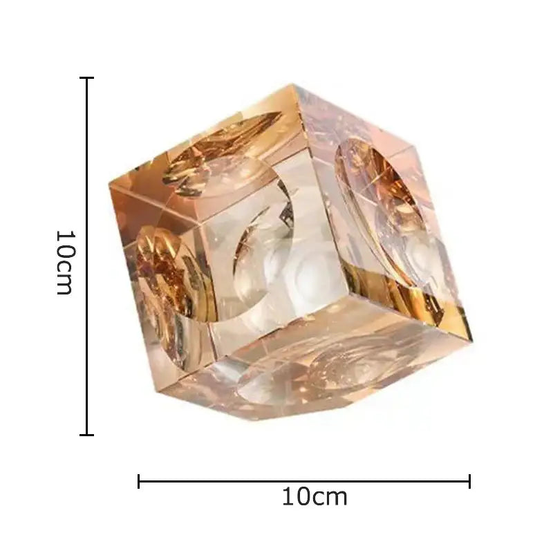 Amber Crystal Cube Statue