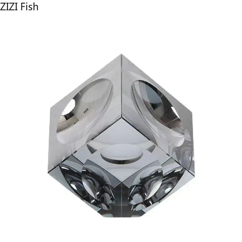 Amber Crystal Cube Statue