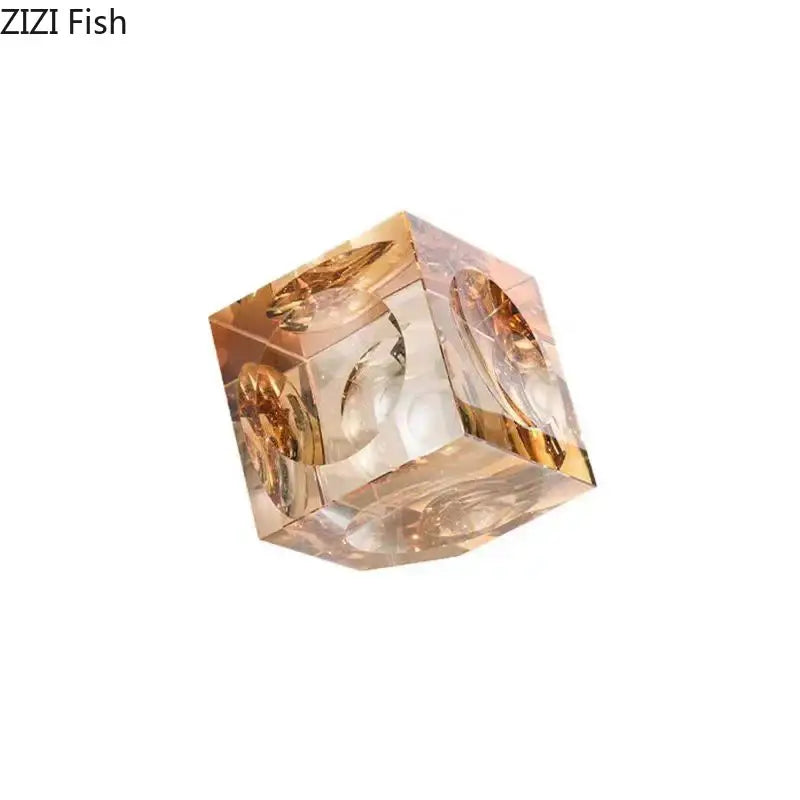 Amber Crystal Cube Statue