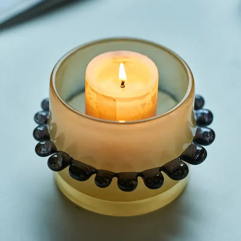 Amber Beaded Cylinder Vase