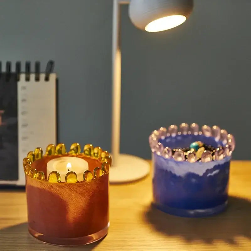 Amber Beaded Cylinder Vase