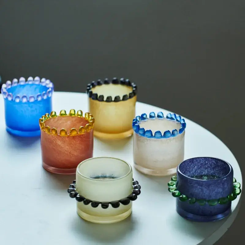 Amber Beaded Cylinder Vase