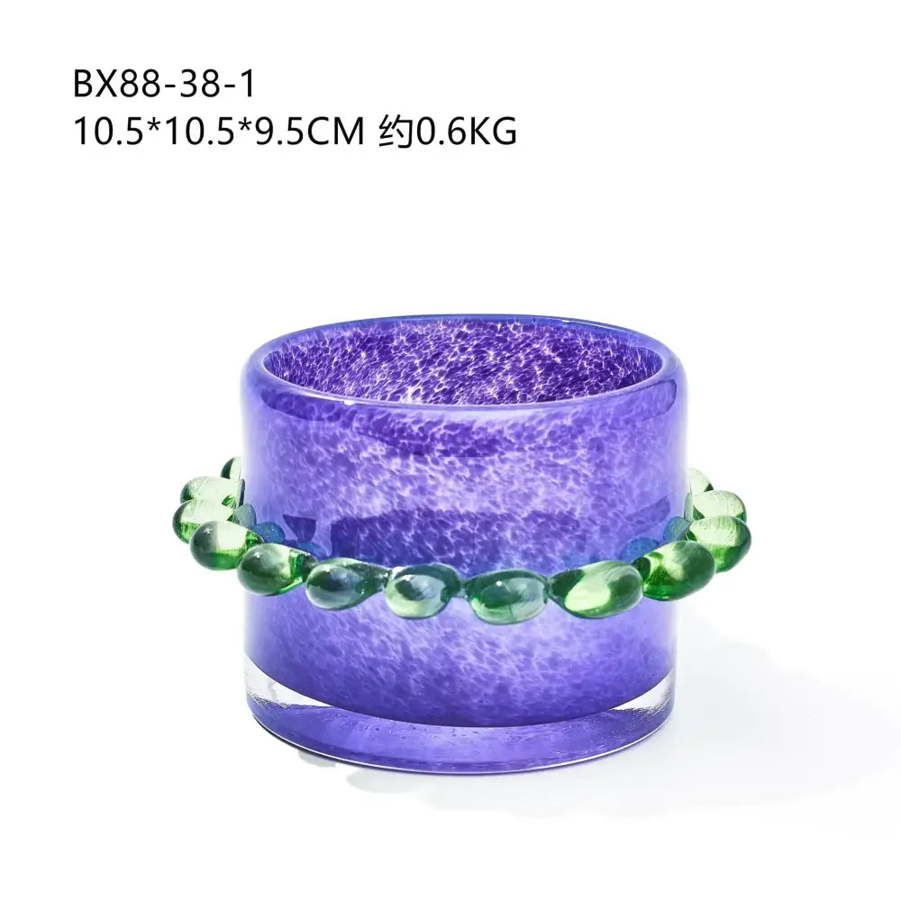 Amber Beaded Cylinder Vase