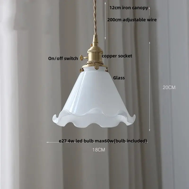 Amber Glass Walnut-Copper Kitchen Pendant Lamp