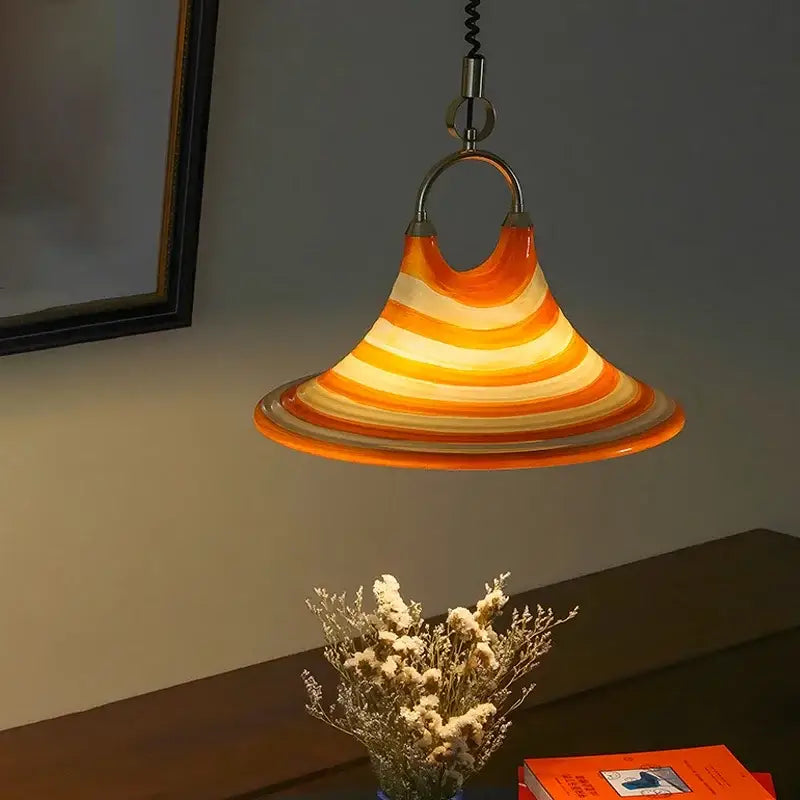 Amber Glass Trumpet Chandelier