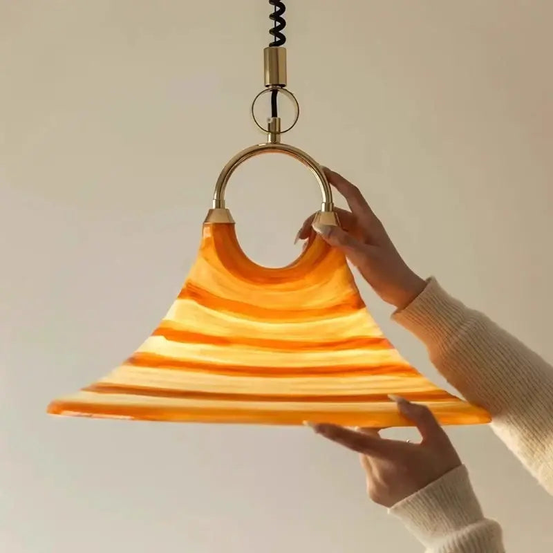 Amber Glass Trumpet Chandelier