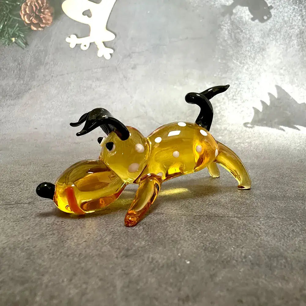 Gold Crystal Puppy Figurine