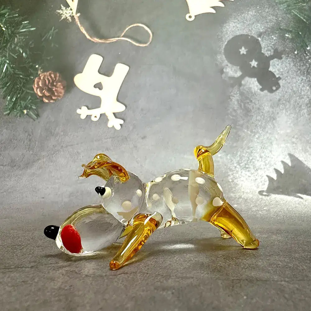 Gold Crystal Puppy Figurine