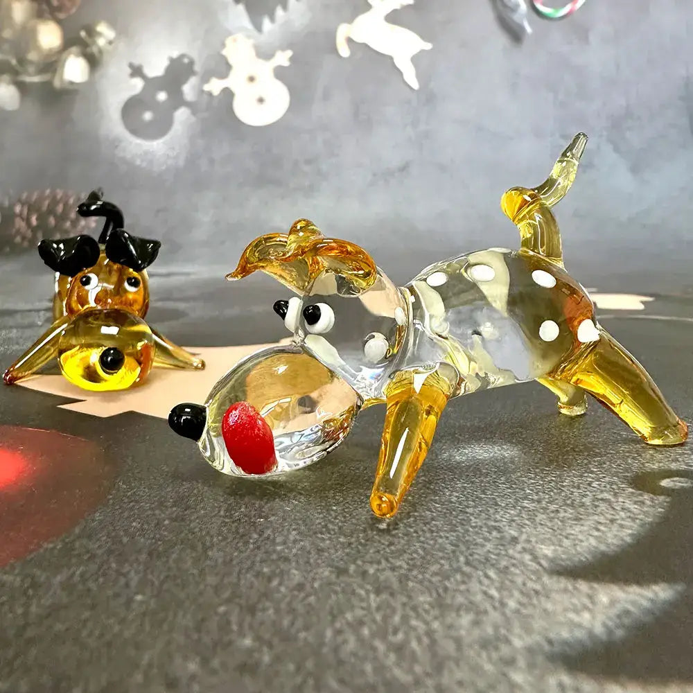 Gold Crystal Puppy Figurine