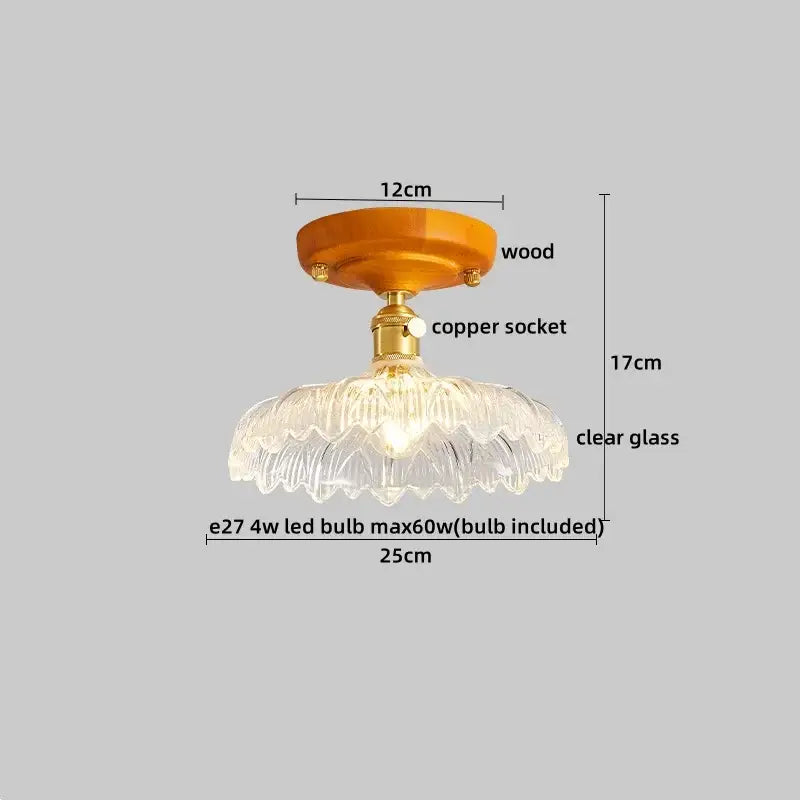 Amber Leaf Brass Ceiling Lamp