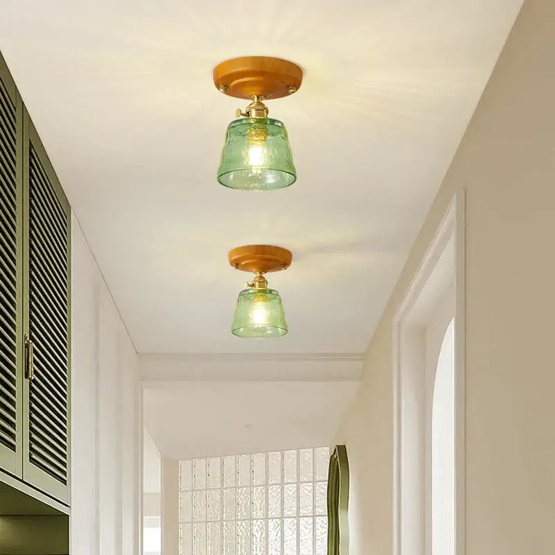 Amber Leaf Brass Ceiling Lamp