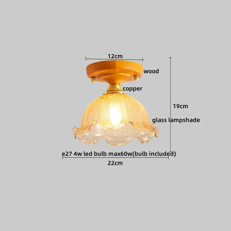 Amber Leaf Brass Ceiling Lamp