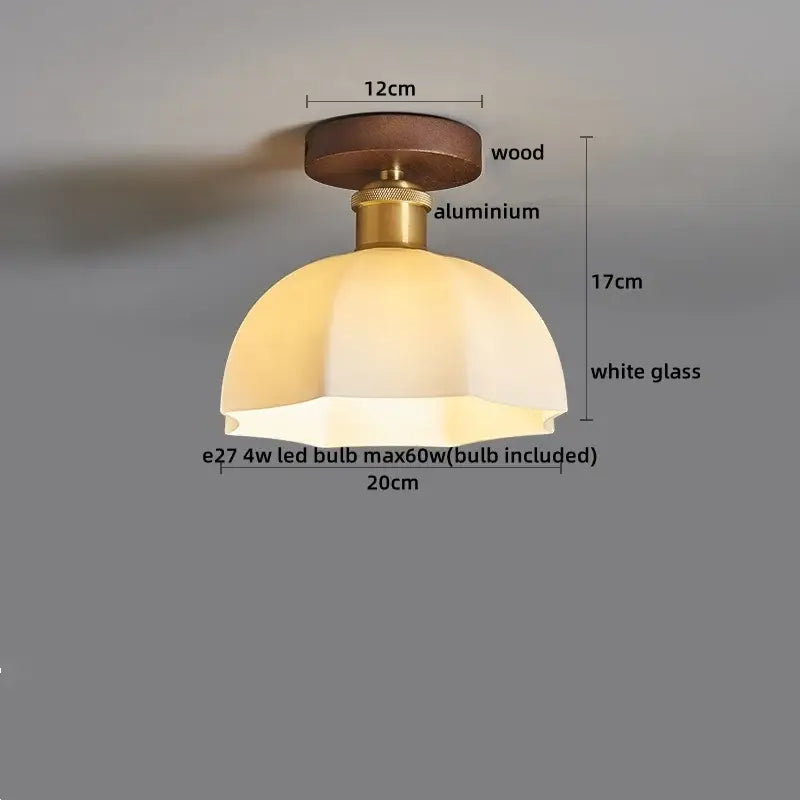 Amber Leaf Brass Ceiling Lamp
