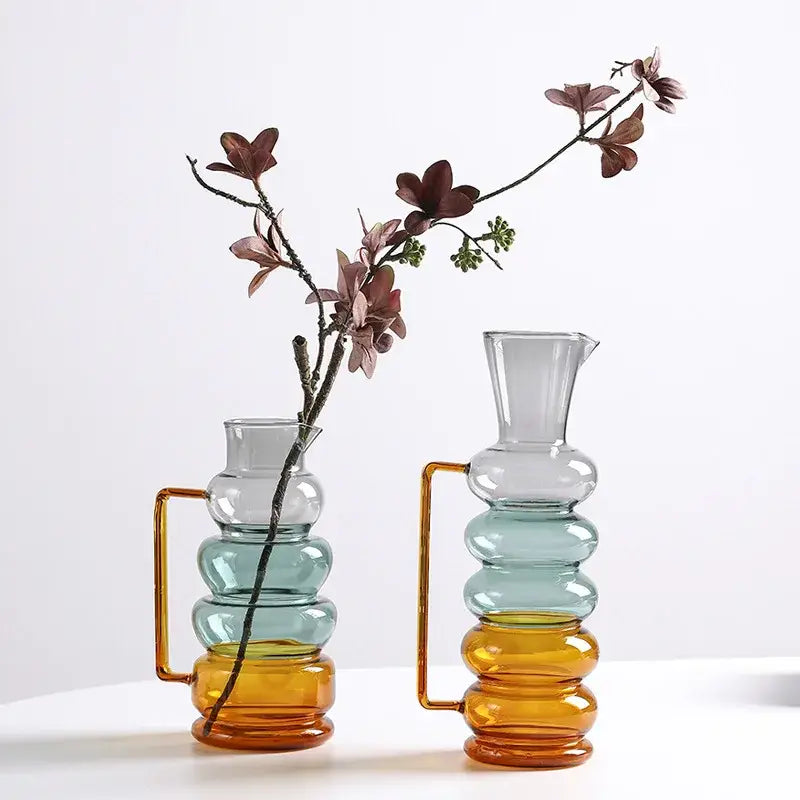 Teal Glass Bubble Vase
