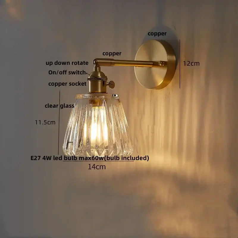 Amber Glass Rotating-Socket Wall Sconce