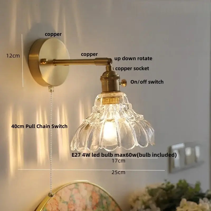 Amber Glass Rotating-Socket Wall Sconce