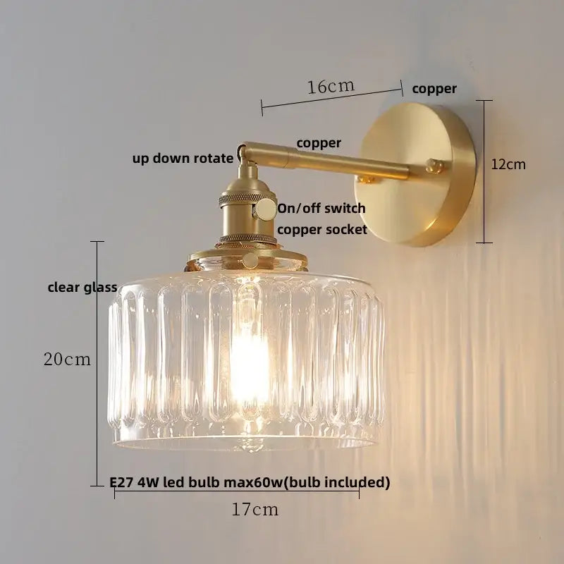 Amber Glass Rotating-Socket Wall Sconce