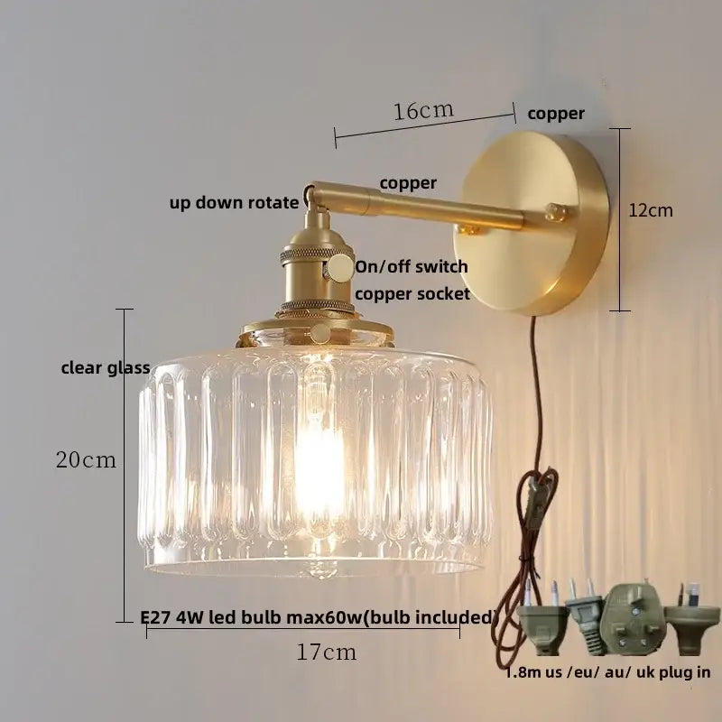 Amber Glass Rotating-Socket Wall Sconce