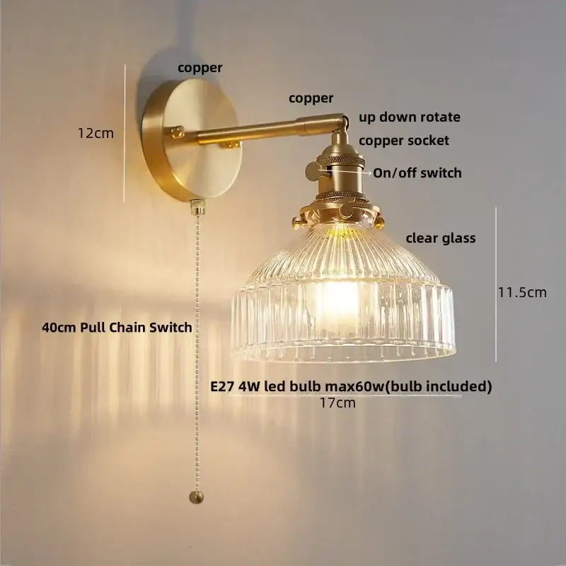 Amber Glass Rotating-Socket Wall Sconce