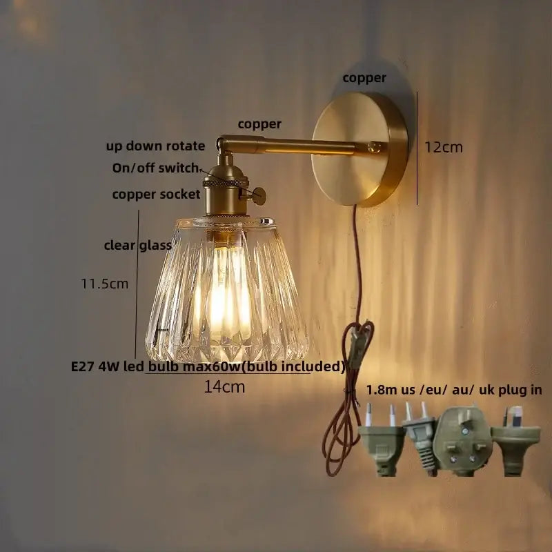 Amber Glass Rotating-Socket Wall Sconce