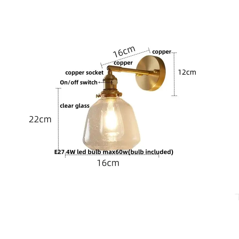 Amber Glass Rotating-Socket Wall Sconce