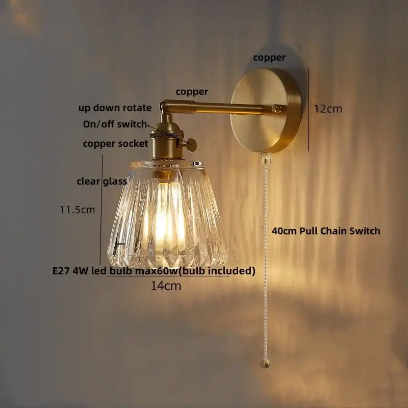 Amber Glass Rotating-Socket Wall Sconce